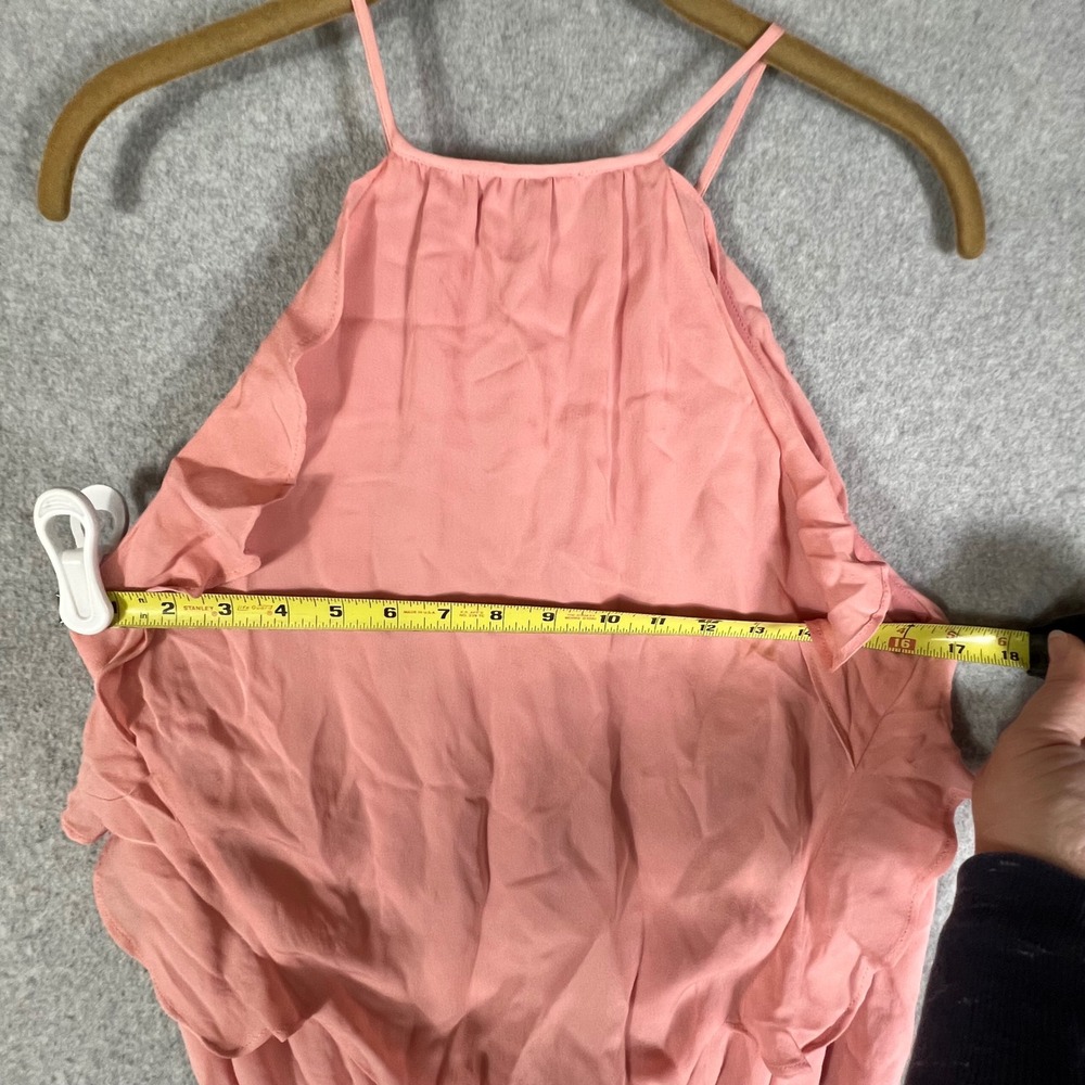 Parker New York M Pink Silk Halter Mini Dress Smocked‎ Waist Ruffle Resortwear - Picture 10 of 10